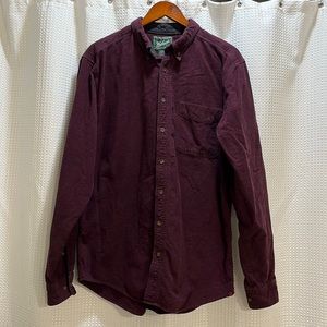 Woolrich Men's Size Large Button Down Flannel Shirt Cotton Burgundy